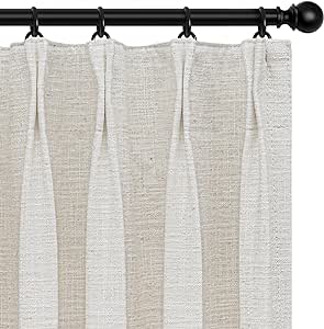 INOVADAY 100% Blackout Curtains for Bedroom, Pinch Pleated Linen Blackout Curtains 108 Inch Length 2 Panels Set, Thermal Room Darkening Linen Curtain Drapes for Bedroom Living Room, W40 x L108, Linen