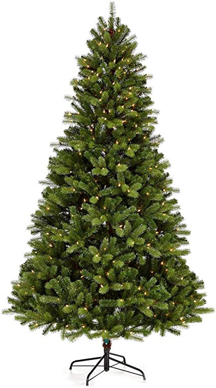 NOMA 7-Foot Pre-lit Christmas Tree with Lights | Durand | 400 Incandescent Bulbs | Clear Warm White Lights | 1336 Branch Tips