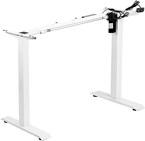 VIVO White Electric Stand Up Desk Frame Workstation, Single Motor Ergonomic Standing Height Adjustable Base with Simple Controller (DESK-V100EW)