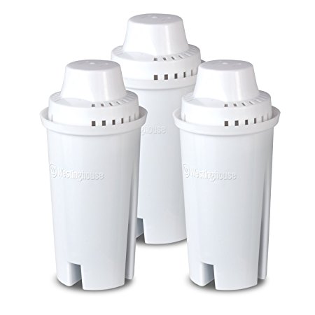 Westinghouse Replacement Water Filter for Brita Water Pitchers - 3 Pack - White