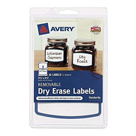 Avery Removable Dry Erase Labels, Blue Border, 3.75 x 2.5 Inches, Pack of  10 (41450)