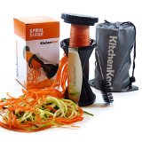 KitchenKool Vegetable Spiral Slicer Includes Free Flexible Cleaning Brush and Storage Protective Bag Black