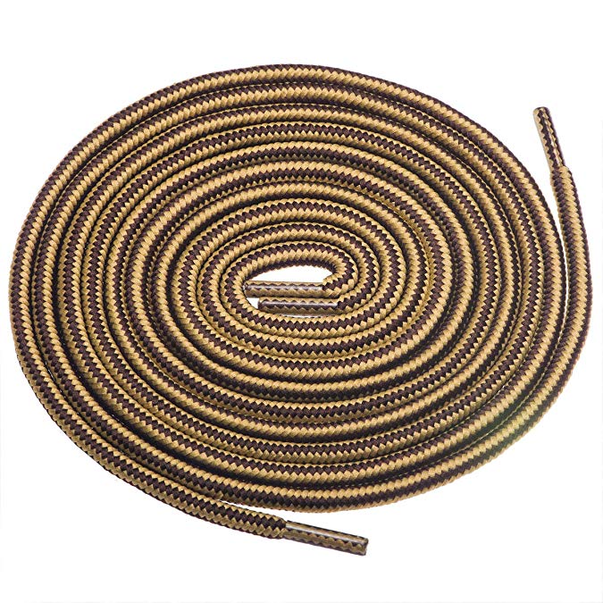 Birch 1/5" Thick Tough and Heavy Duty Round Boot Shoelaces for Boots and Hiking Shoes.