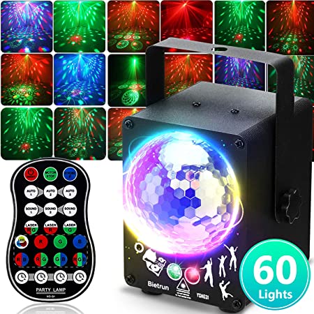 Party Lights, Led Dj Disco Lights With Sound Activated＆Remote Control, 60 Light Effects, USB Powered (UL Plug), Timing, For Karaoke, Disco, DJ, Wedding, Dance, Holiday, Birthday, Parties, Party