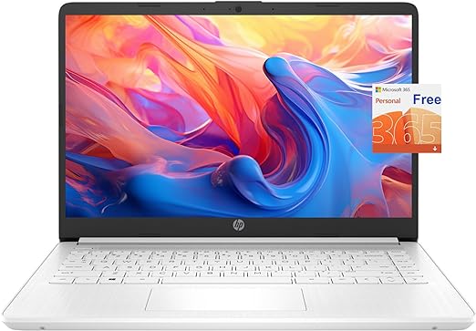 HP Latest Stream 14" HD Laptop, Intel Celeron Processor, 16GB Memory, 64GB eMMC Storage, Fast Charge, HDMI, Up to 11 Hours Long Battery Life, Office 365 1-Year, Win 11 S, Microfiber Bundle, White