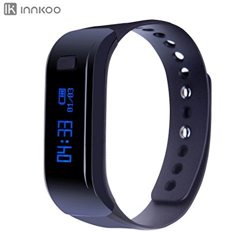 InnKoo U1 Waterproof Fitness Tracker Pedometer Watch Band Calories Counter Smart Sports Bracelet Wristband Activity and Sleep Monitor, Bluetooth Sync Anti-lost Long-time Standby