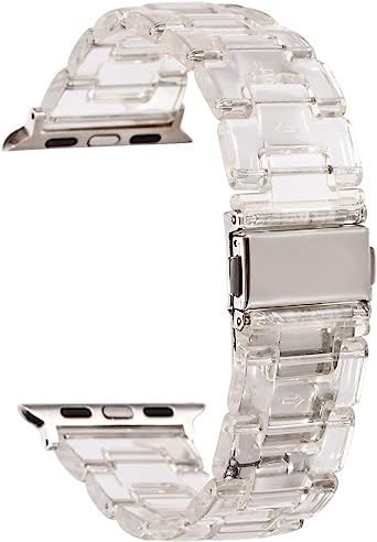 Greaciary Resin bands Compatible with Apple Watch 38mm 40mm 41mm 42mm 44mm 45mm,Lightweight Resin Barcelet with Stainless Steel Buckle Replacement For iWatch Series 7 6 5 4 3 2 1 SE for Women Men