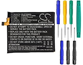 Cameron Sino 3100mAh Li-Polymer Replacement Battery for ZTE Axon 7, A2017U, A2017U Dual SIM LTE-A, Grand X4, Z956 , fits ZTE Li3931T44P8h756346 with tools kit