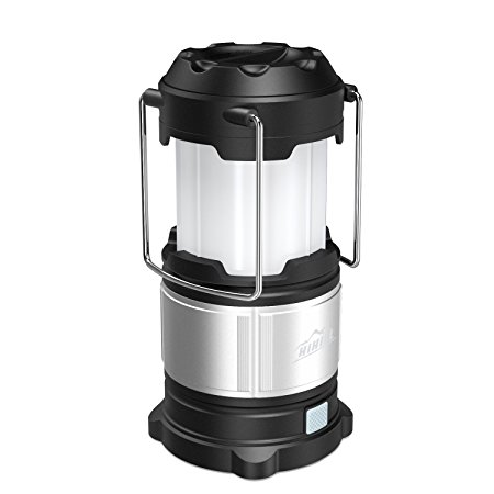 HiHiLL Camping Lantern Collapsible, Adjustable Brightness Flashlight, USB Rechargeable/Battery Operated, Hanging Lights with Hook, 185Lumen