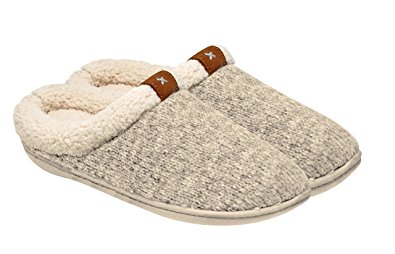 Adrienne Vittadini Women's Slippers Comfort Padded Memory Foam Sherpa Clog Cable Knit House Slippers with Slip-Resistant Rubber Bottom Sole | Indoor/Outdoor | Anti-Skid