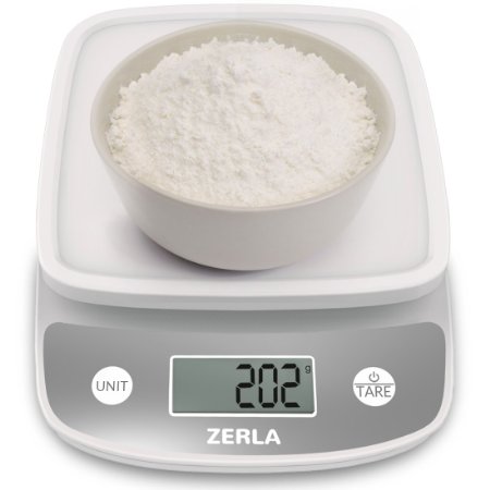 Digital Kitchen Scale by Zerla - Versatile Food Scale - Weigh Snacks, Liquids, & Foods - Accurate Weight Scale within .05 oz. - Great for Adkins Diet, Weight Loss Programs & Portion Control