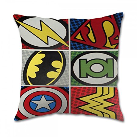 Dc Comic Marvel Superhero Pillow Cover (20x20 inch twin side)