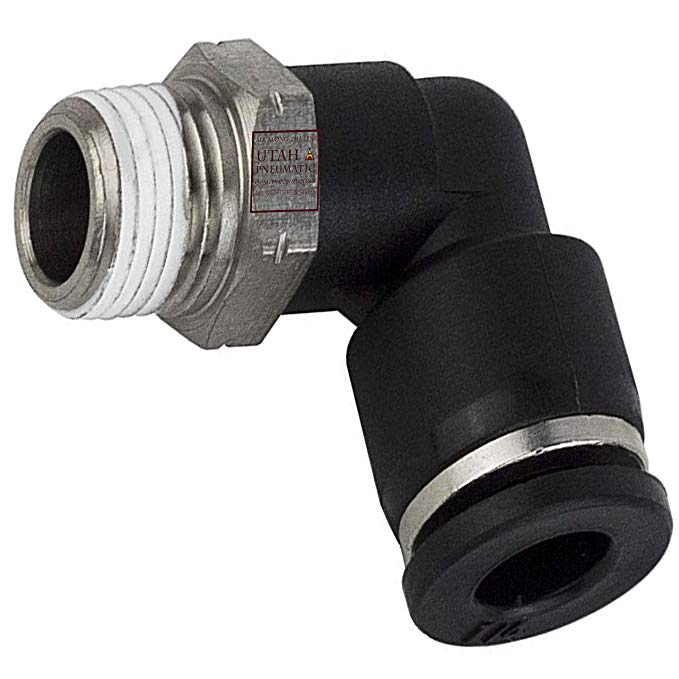 Utah Pneumatic Push to Connect 1/4"Od 1/4"Npt Elbow Fittings Nylon & Nickel-Plated Brass Push Fit Fittings Tube Pneumatic Fittings Pc Male Elbow 10 Pack