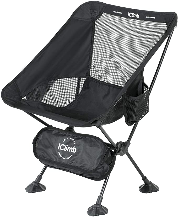 iClimb Ultralight Compact Camping Folding Beach Chair with Large Feet