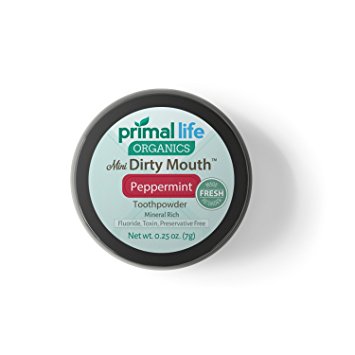 Dirty Mouth Organic Toothpowder MINI - #1 RATED BEST All Natural Dental Cleanser - Gently Polishes, Detoxifies, Re-Mineralizes and Strengthens Teeth - Better Than Toothpaste (Peppermint, 0.25 Ounces)