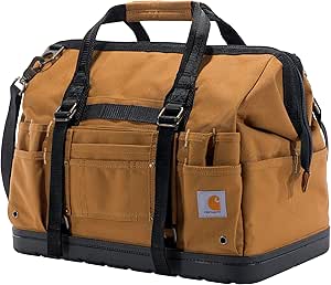 Carhartt Onsite Tool Bag, Durable Water-Resistant, Tool Storage Bag, Heavyweight w/Molded Base, 18-Inch, Carhartt Brown