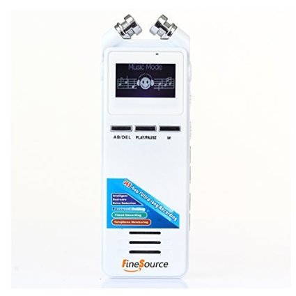 FineSource VN-303 8 GB Professional HD Digital Voice Recorder Dictaphone Pen with Mp3 Voice Activated Function External Microphone for Meetings Interviews Students Learning and Conversations - White