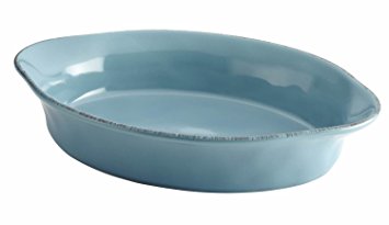 Rachael Ray Cucina Stoneware 2-Quart Oval Baker, Agave Blue