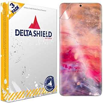 DeltaShield Screen Protector for Samsung Galaxy S21 Ultra (6.8 inch)(3-Pack)(Slim Design for Cases)[Compatible with Fingerprint Scanner] BodyArmor Anti-Bubble Military-Grade Clear TPU Film