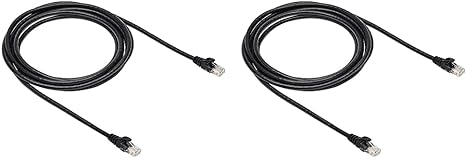Amazon Basics RJ45 Cat-6 Gigabit Ethernet Patch Internet Cable, 3 metres, Black (Pack of 2)