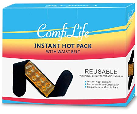 ComfiLife Heating Pads for Back Pain & Cramps - Reusable Instant Hot Pack with Adjustable Wrap - Perfect for On-The-go Heat Therapy Relief for Lower Back, Neck, Knee, Shoulder (Black)