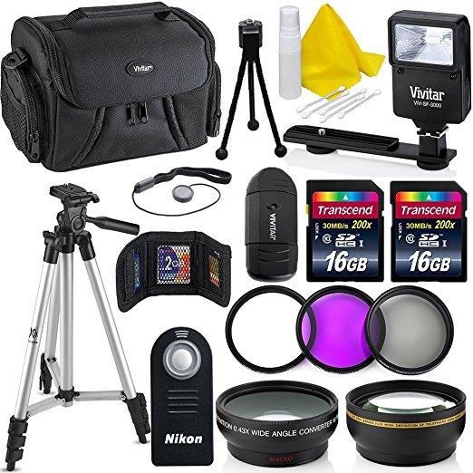 Professional 55MM Accessory Bundle Kit For Nikon D3400 D3300 AF-P & DSLR Cameras , 15 Nikon Accessories