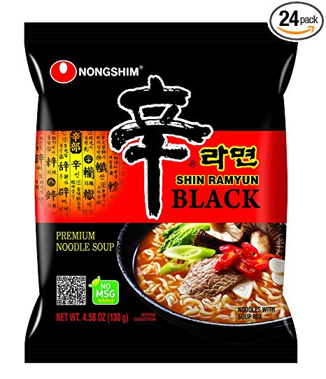 NongShim Shin Ramyun Noodle Soup, Black, 4.58 Ounce (Pack of 24)