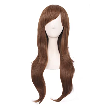 MapofBeauty 28 Inch/70cm Women Side Bangs Long Curly Hair Cosplay Wig (Light Brown)