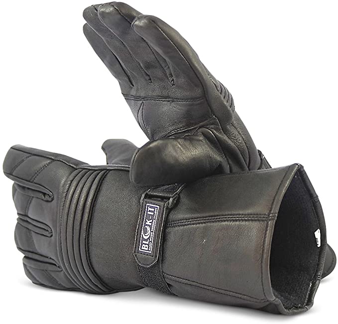 Blok-IT Full Leather Motorcycle Gloves Gloves are Thermal, 3M Thinsulate Material. for Bikers, Motorcycles & Motorbikes.