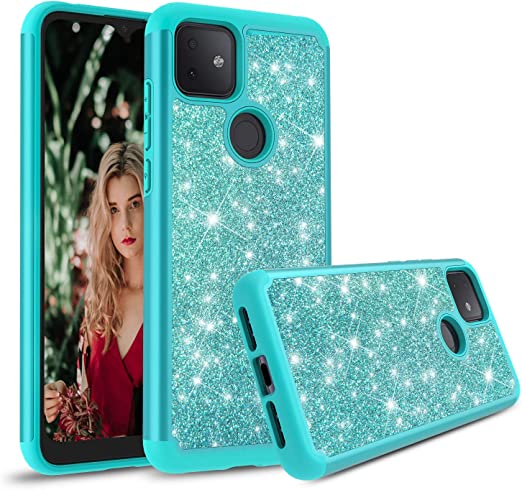 Cbus Wireless Sparkling Glitter Bling Phone Case Compatible with T-Mobile Revvl 4  (Teal)