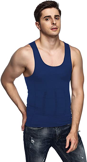 Odoland Men's Body Shaper Slimming Shirt Tummy Vest Thermal Compression Base Layer Slim Muscle Tank Top Shapewear