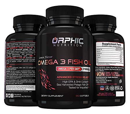 Omega 3 Fish Oil Max Potency Burpless Capsules - 3,600mg Fish Oil   2,160mg Omega 3   1,296mg EPA   864mg DHA - Best Essential Fatty Acids Supplement for Heart, Eye, Joint & Brain Health, Cholesterol