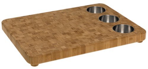 Totally Bamboo 3-Bowl Butcher Block Prep Board, 100% Organic Premium Bamboo - Chopping, Cutting, Serving & The Perfect Gift (16.5" x 22" )