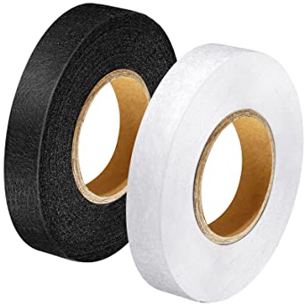 Iron on Hem Tape Fabric Fusing Hemming Tape Wonder Web Adhesive Hem Tape for Pants Each 27 Yards, 2 Pack (Black, White, 3/8 Inch)