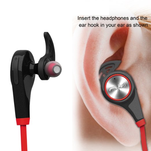 Bluetooth Headphones, Wireless Earbuds Bluetooth Headset with mic Sports running Earphones for iPhone Sony Samsung motorola LG (Red)