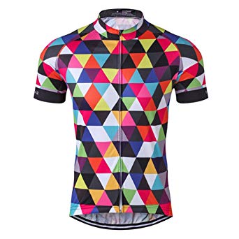 Men's Cycling Jersey Short Sleeve Bike Clothing Multicolored Diamond