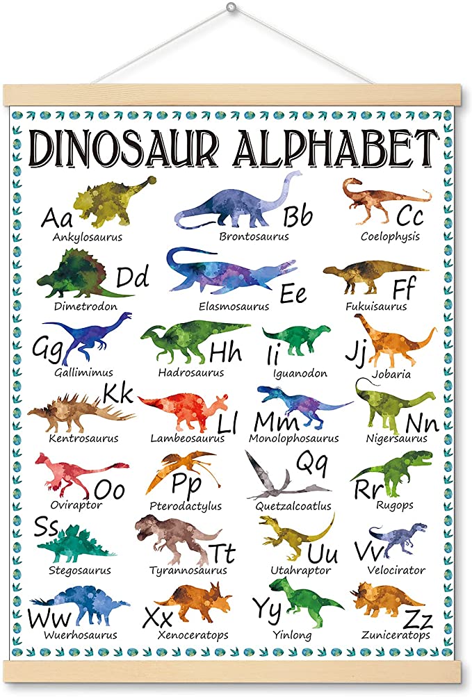 Dinosaur Alphabet Chart Hanger Painting Dinosaur Classroom Posters and Decorations Dinosaur Theme Educational Poster A to Z Dinosaur Names Alphabet Learning Chart for Preschool and Kindergarten