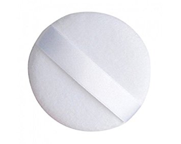 DMtse TWO (2) Round Jumbo Velour Powder Puff 4.0 Inch (10cm) in White