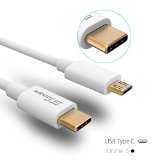 ELECSHACK USB Type-C Cable Hi-speed Gold Plated USB 20 Type C to Micro USB Charge Cable Compatible With Type C and Micro DevicesWhite33ft1M