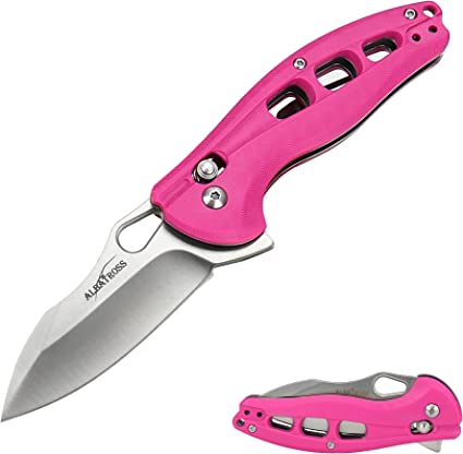 ALBATROSS 7.25" EDC Axis Lock Ball Bearing Assisted Opening Folding Pocket Knife with Stainless Steel Blade, FRN Handle - Gifts Box (Rose red)