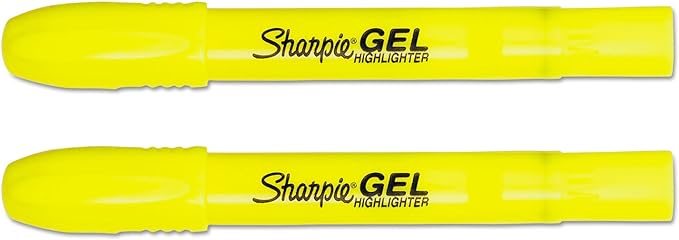 Sharpie 1780473 Gel Highlighter, Smear Block, 2/PK, Fluorescent Yellow