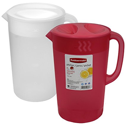 Rubbermaid One Gallon Pitchers, Red and White Pitcher