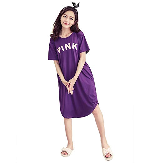 PJ LIFE Women & Girls Casual Summer Short Sleeve Pajamas / Sleepwear / Nightgown / Dorm Shirt / Home Dress
