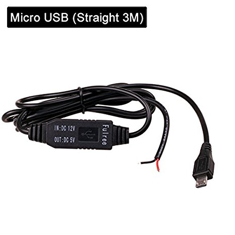 Hard Wire Charger Cord Cable Universal Micro USB 3.5 Meters Universal DC 12V to 5V Power Inverter Converter Regulator Kit for Car GPS Tablet Android Phone PDA DVR Camcorder Recorder by HitCar