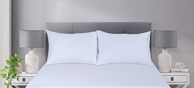 Linen Zone - 800 Thread - 100% Pure Egyptian Cotton - Super Soft - 7 Star Hotel Quality - Pillow Cases (White, 2 Standard Pillow Cases Only)