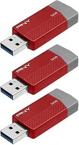 32GB PNY ODM Elite Edge USB 3.0 Flash Drive 3-Pack Red – Durable Reliable Portable Storage to Store and Transfer (P-FD32GX3ELEDGER-MP)