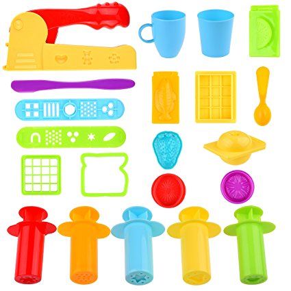 Kare & Kind Set of 21 pcs Smart Dough Tools Kit with Extruder Machine / Extruder tools / Models and Molds (Food, Silverware)