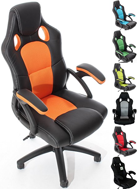 Charles Jacobs 2016 Executive Racing Style CHAIR Luxury Office High Back Support with Tilt Lock Mechanism (Orange)