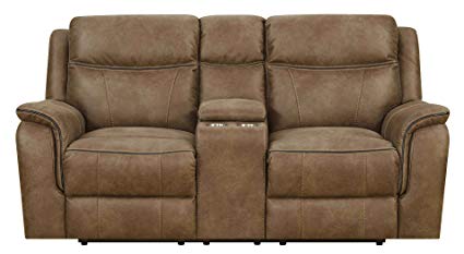 MorriSofa MNY2242-50-0030-27230 Cameron Lay Flat Reclining Loveseat with Storage Console, 75.25" x 39" x 40", Brown
