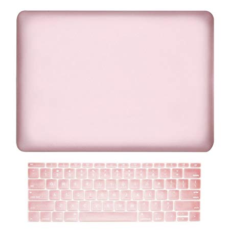 TOP CASE - 2 in 1 Signature Bundle Rubberized Hard Case   Keyboard Cover Compatible MacBook Pro 13" No Touch Bar Model: A1708 (Release 2016-2019) - Rose Gold